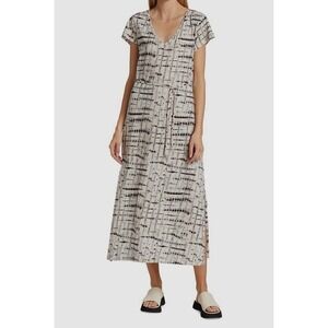 $270 Majestic Filatures Women's White V-Neck Tie-Dye Cotton Midi Dress Size 3